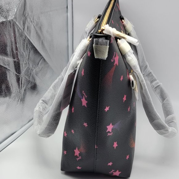 Coach Gallery Tote with Disco Star Print C7668 Black Multi - Picture 3 of 7